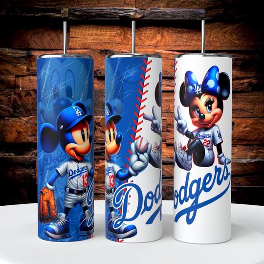 Discover Dodger or Cowboys or other sport teams Minnie and Mickey - 20 oz tumbler