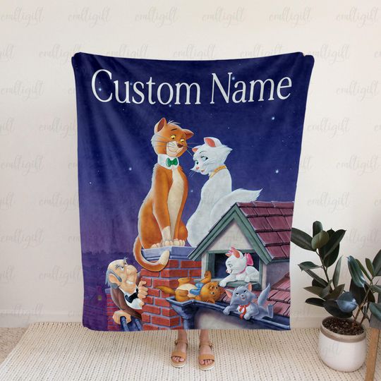 Discover The Aristocats Movie Blanket Personalized, Adorable Cat Character Blanket, Magic Kingdom Cat Throw, Disney Xmas Gift For Cat Lover, DTA088-2