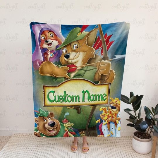 Discover Robin Hood Custom Blanket For Kids, Robin Hood And Little John Blanket, Forest Animal Cartoon Blanket, Unique Disney Fan Home Decor,DTA089-1