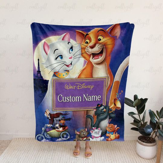 Discover The Aristocats Movie Night Blanket, Custom Disney Blanket For Cat Lovers, Disney Home Decor Cat Throw, The Aristocats Gift For Her, DTA088-1