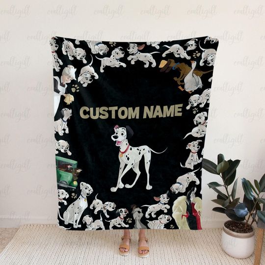 Discover Walt Disney 101 Dalmations Blanket Customized, Dalmatian Cartoon Throw With Name, Cruella De Vil And Dogs Blanket, Baby Shower Gift,DTA086-3