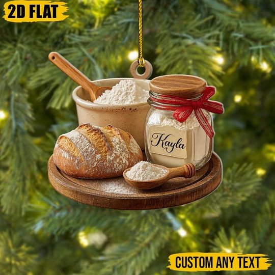 Personalized Baking Ornament, Custom Baker Christmas Gift, Bread Maker Gift, Kitchen Decor, Flour Jar Ornament, Christmas Tree Decor
