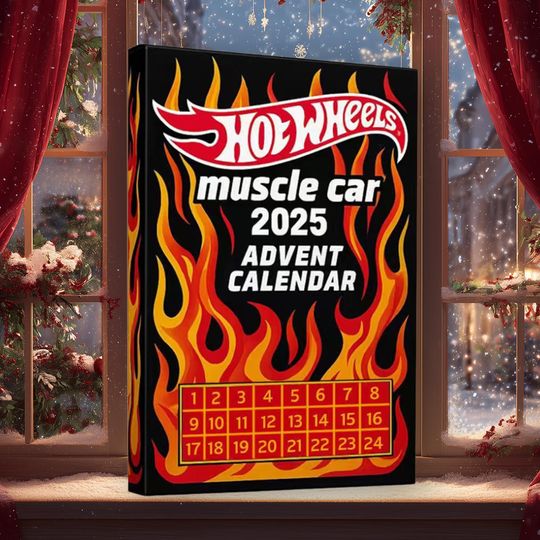 Discover Classic Muscle Cars 2025 Advent Calendar, Sports Car 24-Day Countdown Ornament, Christmas Vehicles Charm Box Gifts, Cars Holidays Blind Box
