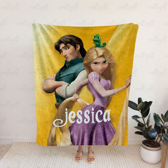 Discover Custom Tangled Throw For Disney Fans, Rapunzel And Eugene Blanket, Tangled Disney Princess Blanket, Wdw Disneyland Baby Girl Throw, VTB498-2