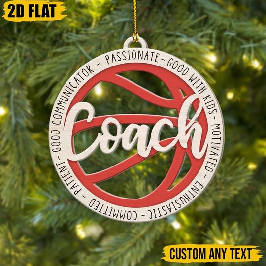 Personalized Basketball Coach Ornament, Custom Christmas Gift for Coach, Tree Ornament, Xmas Decor, Team Gift, Sport Ornament 2025