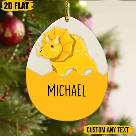 Discover Personalized Dinosaur Egg Ornament, Custom Name First Christmas Baby Gift, Dino Theme Xmas Decor, Kids Holiday Keepsake