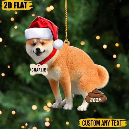 Discover Funny Pooping Ornament 2025, Personalized Dog Christmas Gift, Custom Name Pet Loss Keepsake, Xmas Tree Decor, Holiday Present