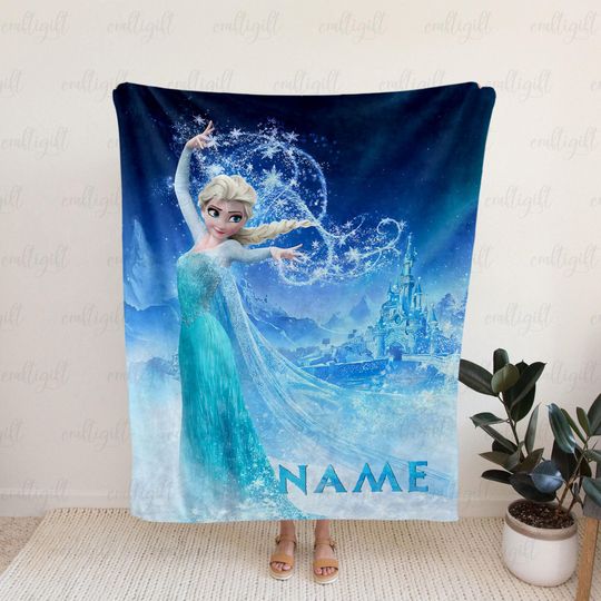 Discover Frozen Winter Wonderland Blanket Custom, Custom Name Elsa Blanket For Girls, Disney Princess Elsa Throw, Disney Birthday Kids Gift, VTB500-5