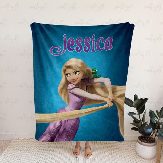 Discover Customized Tangled Blanket For Kids, Personalized Rapunzel Movie Blanket, Tangled Fairytale Blanket, Birthday Gift For Disney Fans, VTB498-5