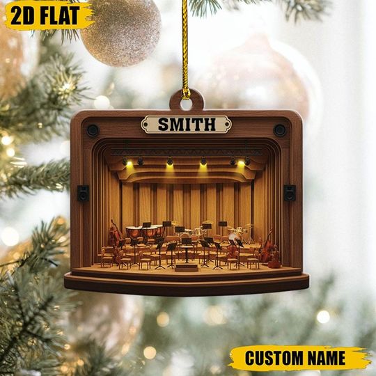 Personalized Orchestra Stage Ornament, Custom Musician Name Christmas Gift, Concert Hall Keepsake Decor