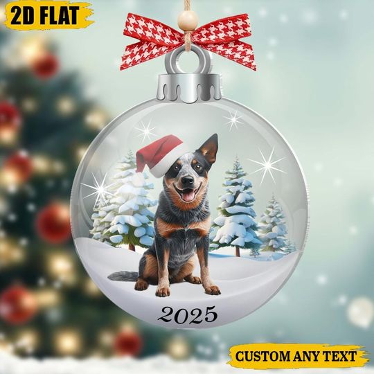 Personalized Australian Cattle Dog Ornament, Blue Heeler Christmas Gift, Custom Pet Name Bauble, ACD Dog Mom Dad Gift, Pet Keepsake
