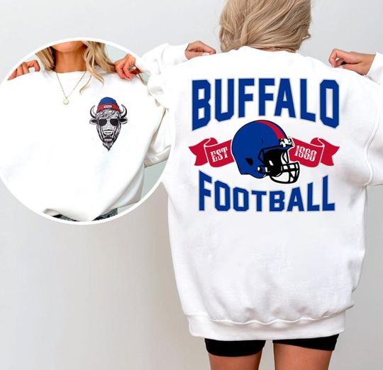 Discover Buffalo Football Est 1960 Mascot Retro Double Sided Sweatshirt