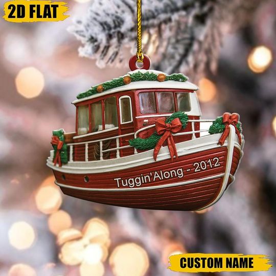 Discover Personalized Tugboat Christmas Ornament, Custom Name Boat Ornament, Tug Boat Decor, Christmas Tree Decoration, Holiday Keepsake Gift