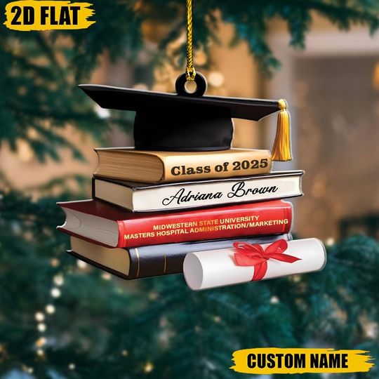 Personalized Masters Graduation Ornament, Custom College Grad Gift, Class of 2025 Decor, Custom Name Tree Ornament, Keepsake Gift
