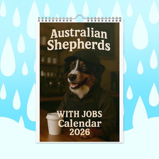 Discover Australian Shepherd Dogs with Jobs Calendar 2026  Australian Shepherds Dressed as Professionals  Dog Lover Gift, Australian Shepherd Fans