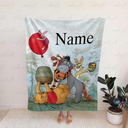 Discover Disney Winnie The Pooh Blanket Personalized, Pooh And Friends Cartoon Blanket, Baby Gift For Nursery, Birthday Present For Boys Girls,NVA770