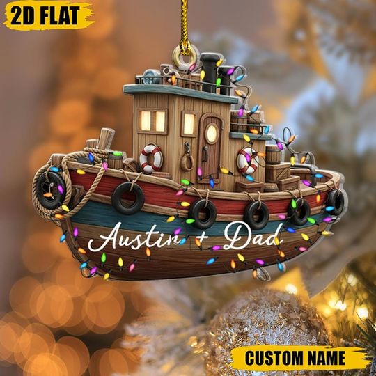 Discover Custom Tugboat Ornament, Personalized Boat Owner Christmas Gift, Fishing Boat Xmas Decor, Nautical Holiday Keepsake, Custom Name