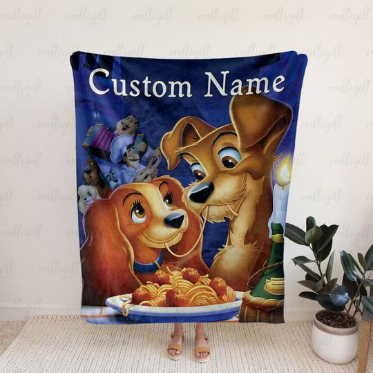 Discover Romantic Lady And The Tramp Custom Blanket, Cute Disney Love Story Blanket, Lady And Tramp Character Throw, Wdw Disneyland Dog Gift,DTA087-3