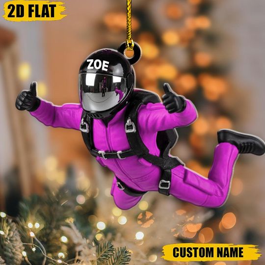 Discover Custom Skydiver Ornament, Personalized Skydiving Christmas Gift, Extreme Sport Xmas Decor, Paratrooper Holiday Keepsake