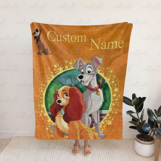 Discover Disneyland Lady And The Tramp Custom Throw, Cute Disney Cartoon Blanket, Cozy Throw For Disney Fans, Lady And The Tramp Home Decor, DTA087-4