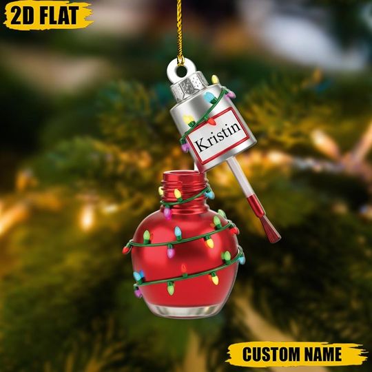 Discover Personalized Nail Polish Ornament, Custom Name Manicurist Gift, Christmas Tree Decor, Nail Tech Present, Beauty Lover Keepsake