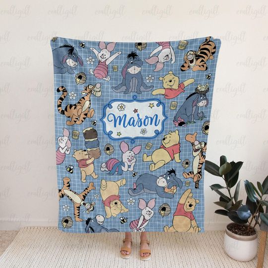 Discover Winnie The Pooh Name Custom Blanket, Pooh And Friends Baby Blanket, Disney Pooh Bear Character Blanket, Cozy Baby Shower Keepsake, NVA778