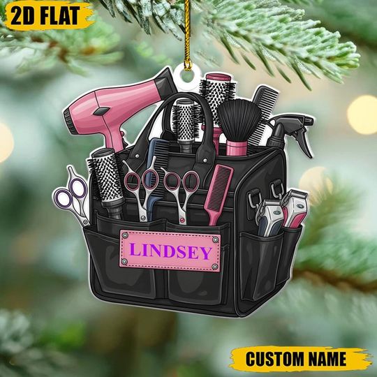Discover Personalized Hair Stylist Ornament, Custom Name Cosmetologist Gift, Christmas Tree Decor, Salon Decor Keepsake, Hairdresser Present