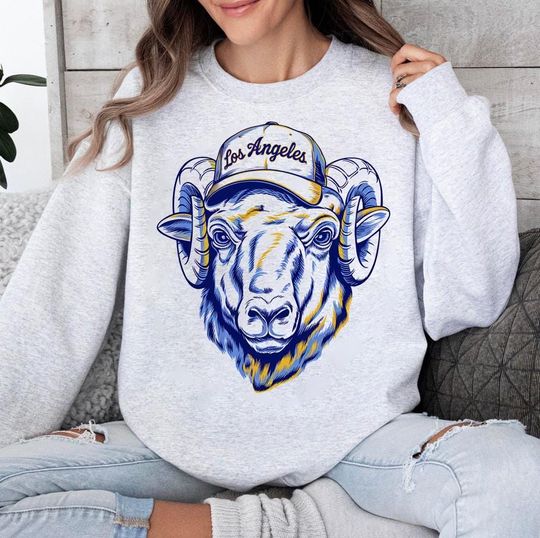 Discover Los Angeles Football Mascot Minimalist Vintage Sweatshirt, LA R Football Retro, Game Day Football Sweatshirt