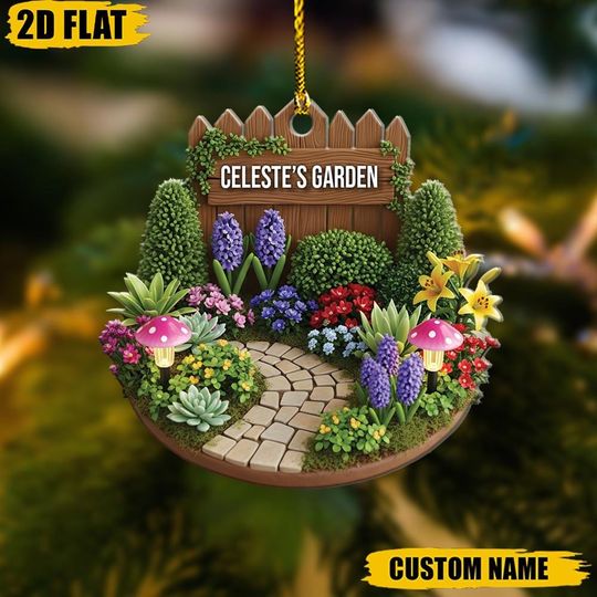 Personalized Miniature Garden Ornament, Custom Name Gardener Gift, Christmas Tree Decor, Garden Lover Present, Unique Holiday Keepsake