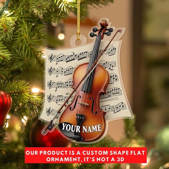 Personalized Violin Ornament, Custom Name Musician Christmas Gift, Fiddle Player Keepsake, Music Lover Tree Decor