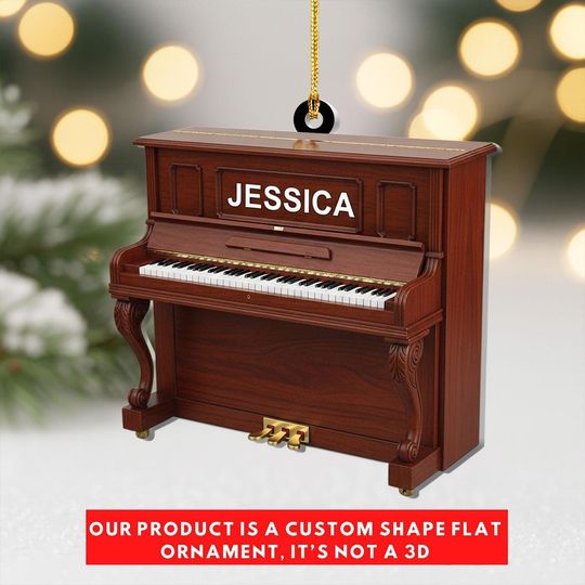 Personalized Upright Piano Ornament, Custom Name Musician Christmas Gift, Pianist Keepsake, Music Lover Tree Decor