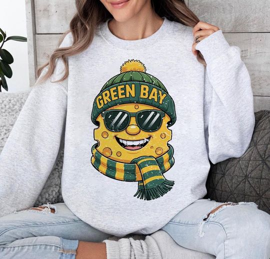 Discover Green Bay Football Cheese Mascot Distressed Vintage Sweatshirt, Retro Game Day Hoodie, Christmas Gift
