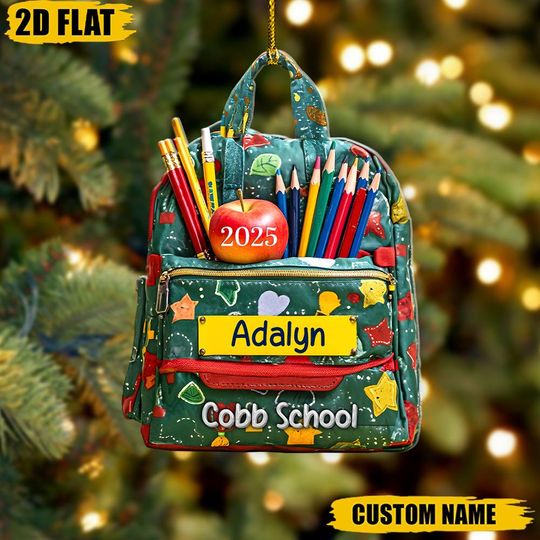 Discover Personalized School Backpack Ornament, Custom Student Teacher Christmas Gift, Back to School Keepsake