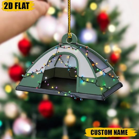 Discover Personalized Camping Tent Ornament, Custom Name Camper Christmas Gift, Adventure Decor, Christmas Tree Hanging, Outdoors Keepsake
