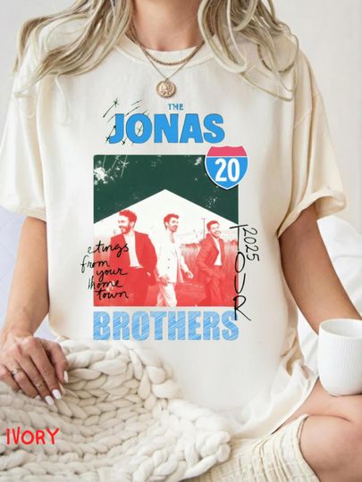 Discover Comfort Colors Vintage 20th Anniversary Jonas Shirt, Living the Dream Tour 2025 Tee, Fan Merchandise Shirt, Jonas Tour Gift for Her