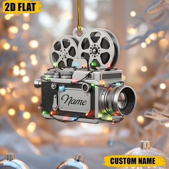 Discover Vintage Film Camera Ornament, Personalized Christmas Gift for Filmmaker, Director, Custom Movie Lover Decor, Retro Camera Keepsake