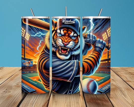 Discover Detroit  , Sublimation wrap for 20 oz tumbler, Baseball   , Tiger baseball  , Tumbler, Baseball team