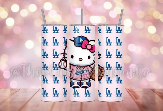 Discover LA Kawaii Kitty Baseball Pink 20oz Skinny Tumbler Cup Mug Gift Spring Training Fanfest Opening Day Merch Merchandise