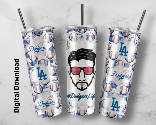 Dodgers Tumbler Wrap: Baseball 20oz Skinny Tumbler Sublimation Design