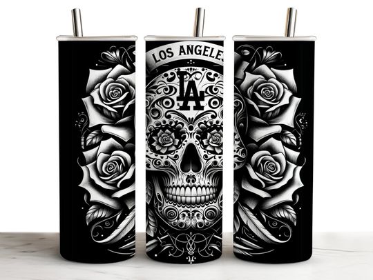 Discover LA Los Angeles Sugar Skull 20oz Skinny Tumbler Wrap,  Wall Art, Tumblerful Tumbler Wrap, Sublimation, Sublimational, Fan, California