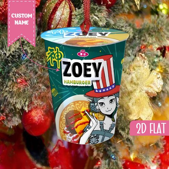 Personalized Huntrix Christmas Ornament, Kpop Demon Hunters, Huntrix Ramen Ramyeon, Christmas Ornament, Rumi Mira Zoey, Derpy Tiger