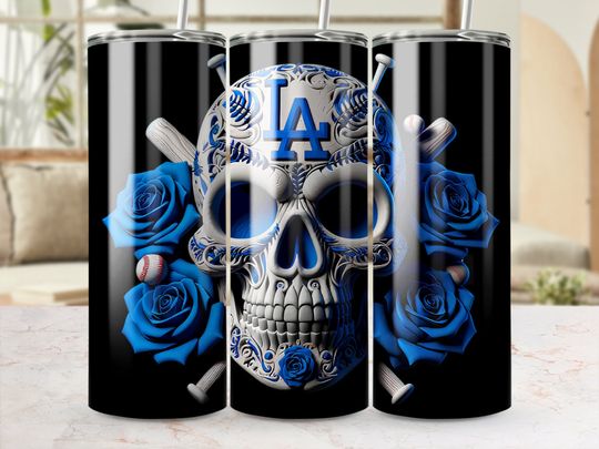 Discover LA Sugar Skull 20oz Skinny Tumbler Wrap, Dodger Colors,  Los Angeles, Tumblerful, Sublimational, Seamless