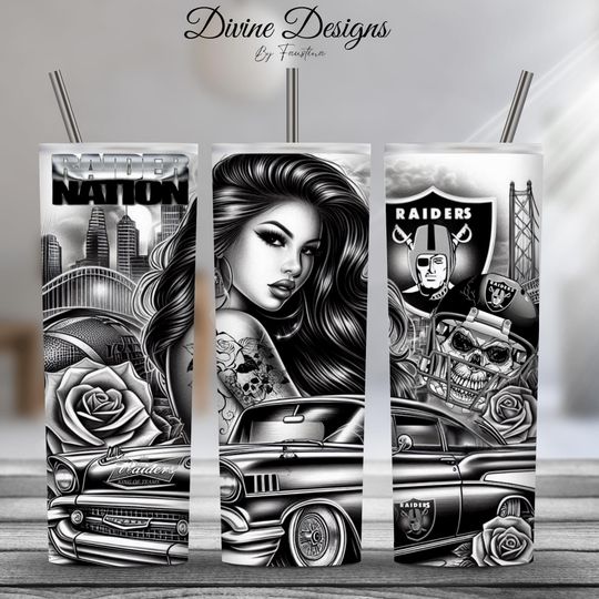 Discover Lowrider art 20oz  Tumbler Wrap, Skull Car Roses Art, Oakland Football, Girl Tattoo Sublimation Design, Fan Gift for Sports Lover