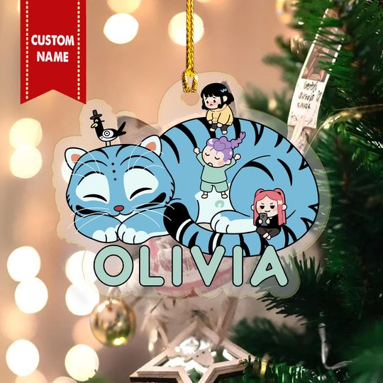 Personalized Derpy Tiger Ornament, Kpop Demon Hunters, Huntrix Christmas Ornament, Custom Christmas Ornament, Costume Tiger