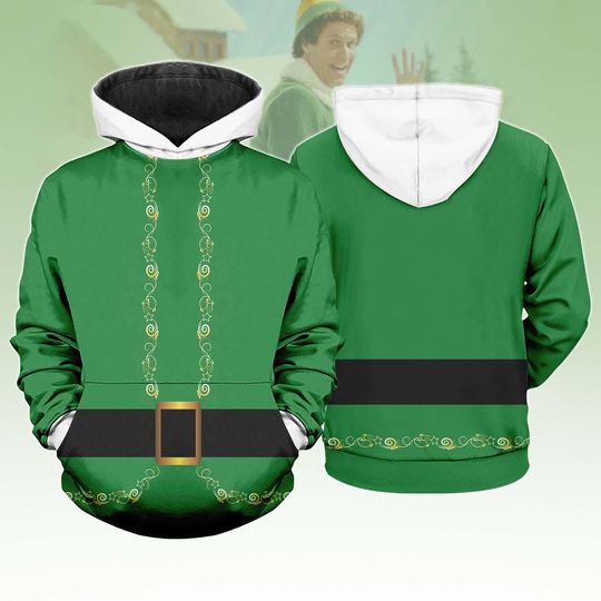Discover Elf Buddy Cosplay Hoodie, Christmas Movie Pullover, Winter Costume, Funny Holiday Hoodie