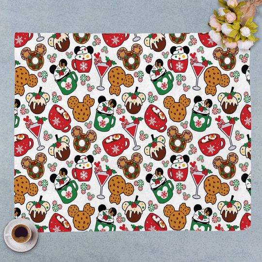 Discover Mickey Cookies Christmas Soft Throw, Funny Disney Holiday Blanket, Festive Cocoa And Cookie Throw, Winter Wonderland Disney Blanket, UPA433