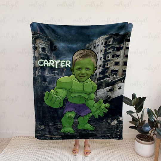 Custom Superhero Hulk Blanket, Custom Hulk Picture Blanket, Marvel Incredible Hulk Fleece Blanket