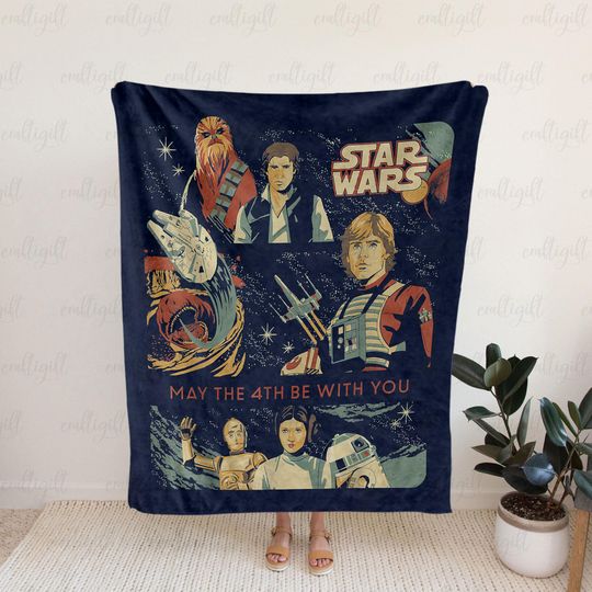 Star Wars May the 4th Soft Blanket, Classic Star Wars Bedding, Darth Vader Fleece Blanket