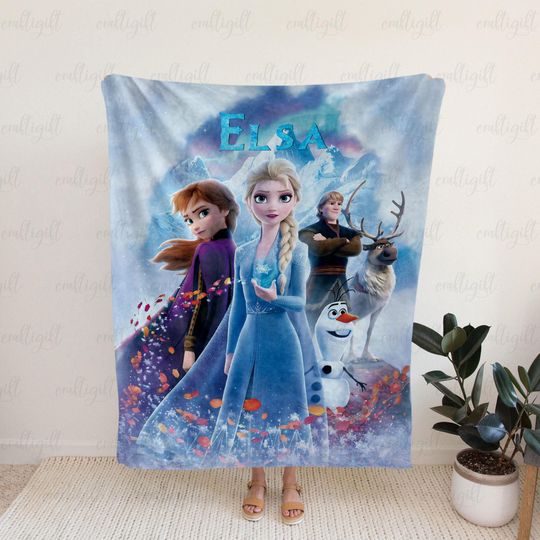Discover Frozen Elsa Custom Blanket For Girls, Elsa And Anna Winter Wonderland Blanket, Olaf And Sven Cozy Blanket, Christmas Blanket Gift, VTB500-3