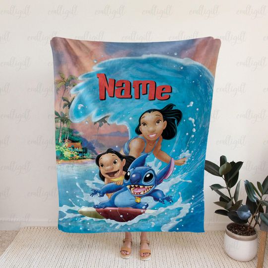 Discover Disneyland Lilo And Stitch Blanket Costume, Surfing Stitch Blanket For Kids, Birthday Girl Home Decor, Cute Ocean Theme Nursery Gift, NVA782